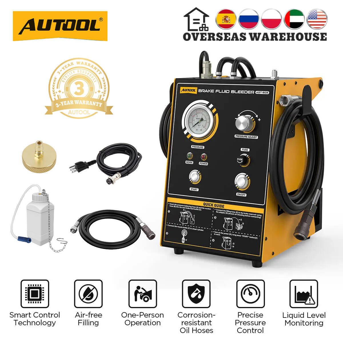 Brake Fluid - 自動車ブレーキフルードブリーダー AUTOOL AST603 ポンプ式ブレーキオイル交換ツール 110V 車用ブレーキ急速抽出器