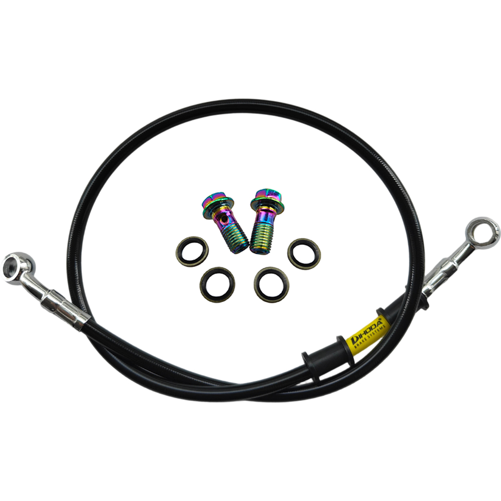 28 ° -28 °   黒色編組ステンレス鋼M10バンジョ - Brake Line Motorcycle のレビューと価格