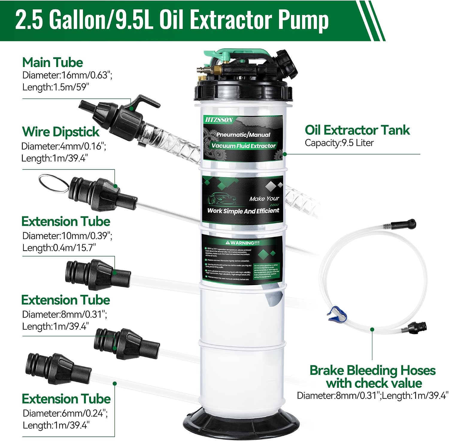 9.5リットル/2.5ガロンオイル抽出ポンプ、空気圧式/手動 - Brake Fluid のレビューと価格